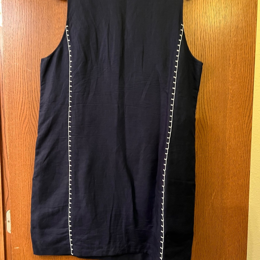 Tory Burch Blue Dress with cream Stitching - Picture 5 of 6
